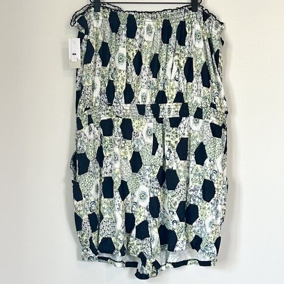 NWT BP by Nordstrom Strapless Knit Romper in Black-Green Honeycomb Floral - 1X - Picture 7 of 7